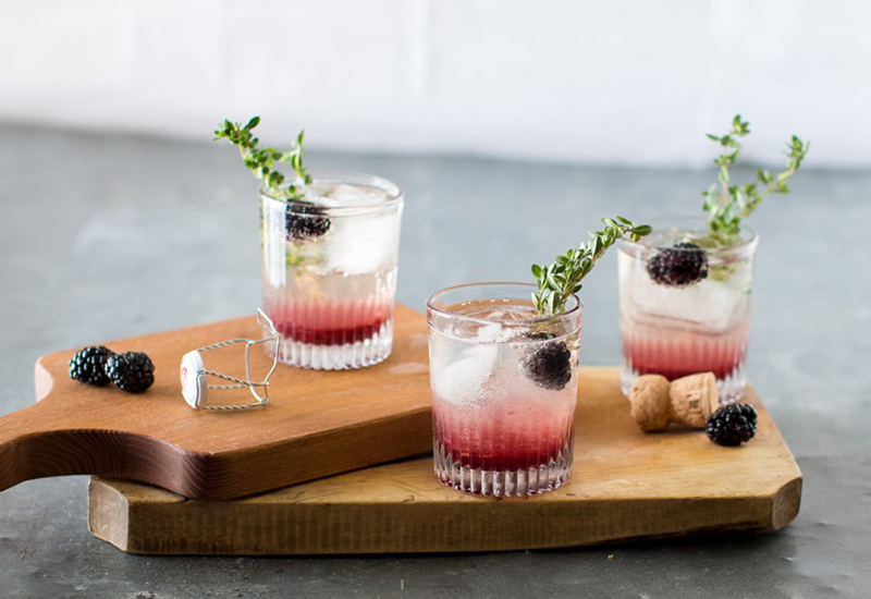 Fruit and Herb Champagne Cocktails