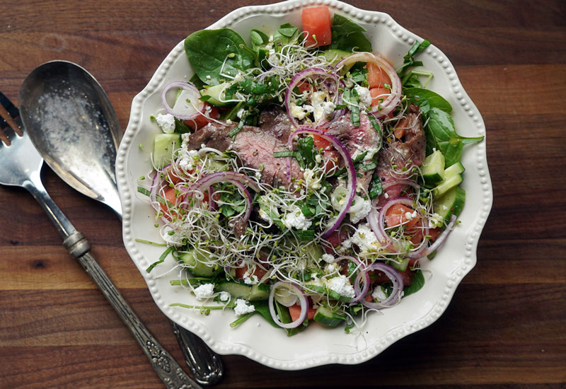 Watermelon Feta Steak Salad