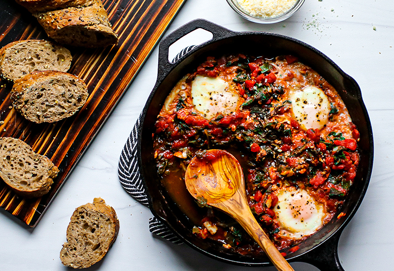 Swiss Chard with Tomatoes and Eggs