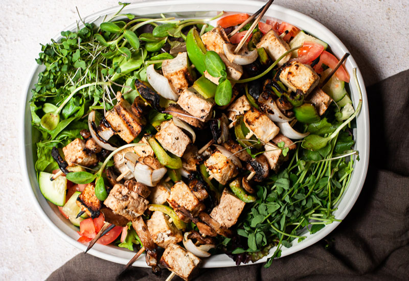 Grilled Tofu and Mushroom Skewers