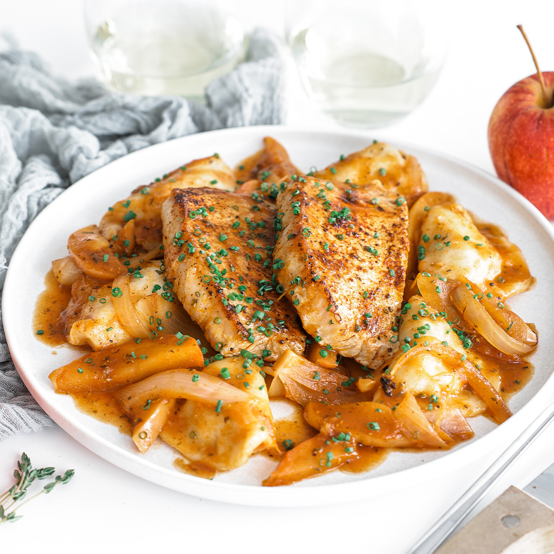 Pork Chops with Apples and Pierogies
