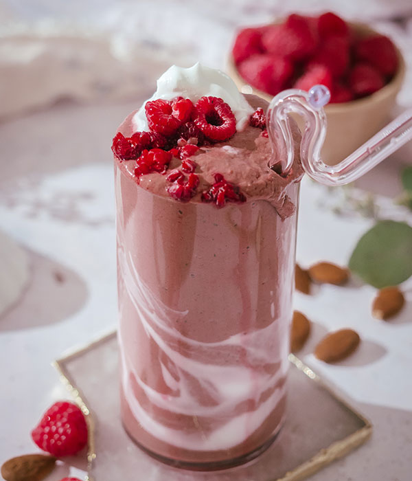 Lion's Mane Shake with Cacao and Raspberries