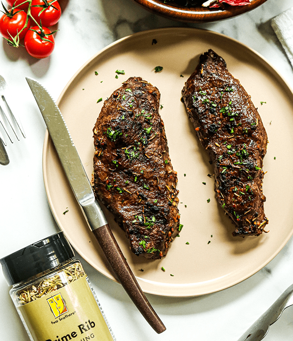 Heinen's Cooked CARE Certified Steaks with Two Brothers Prime Rib Seasoning