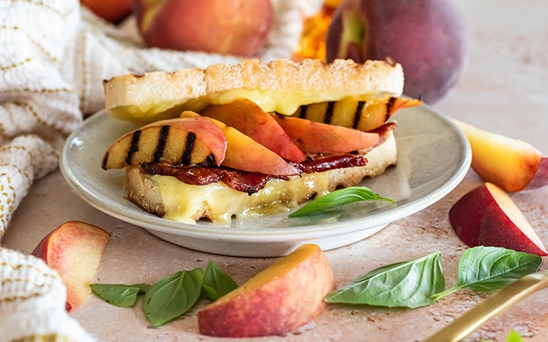 Peach Grilled Cheese with Bacon