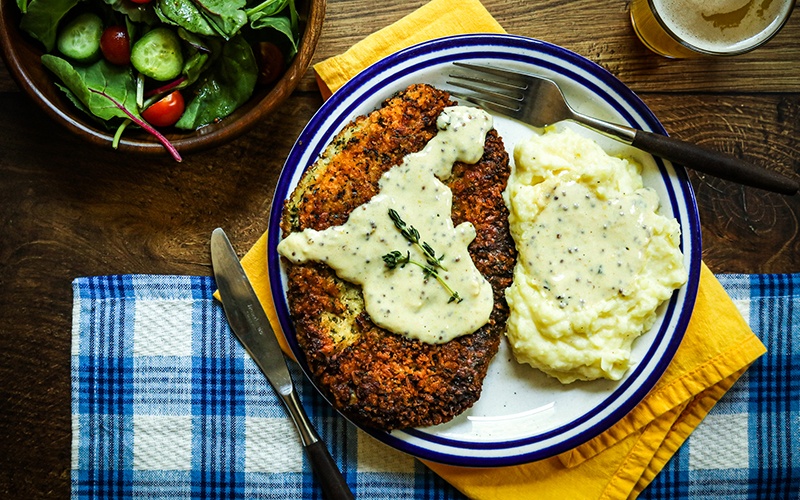 Pork Schnitzel with Mustard Cream Sauce