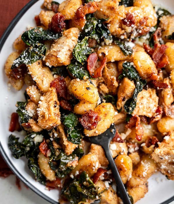 Gnocchi with Roasted Chicken Bacon and Kale