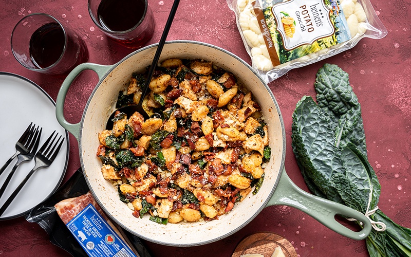 Gnocchi with Roasted Chicken Bacon and Kale