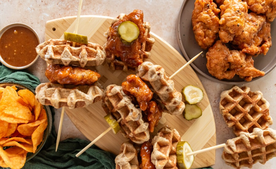 Nashville Hot Chicken and Waffle Bites