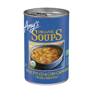 A Can of Amy's Kitchen Sweet Potato Corn Chowder