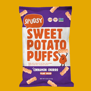 a Bag of Spudsy Cinnamon Sugar Sweet Potato Puffs