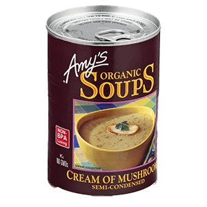 A Can of Amy's Kitchen Cream of Mushroom Soup