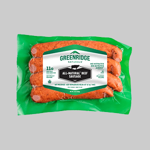 A Package of Greenridge Naturals Beef Sausages