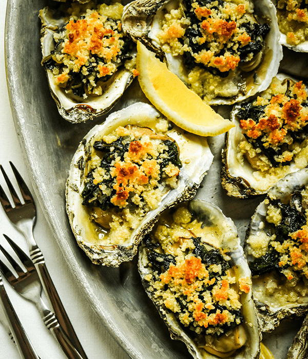 A Close Up Image of Oysters Rockefeller