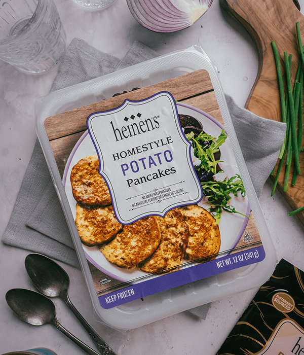 A Package of Heinen's Frozen Potato Pancakes