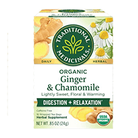 A Box of Traditional Medicinals Organic Ginger and Chamomile Tea