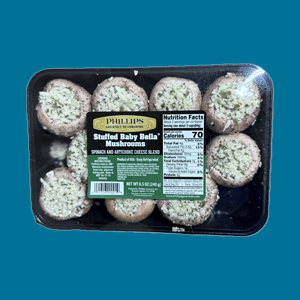 Phillips Spinach and Artichoke Stuffed Baby Bella Mushrooms package. 