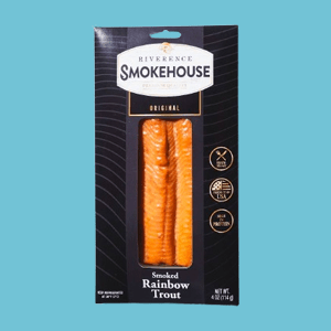 Package of Riverence Orginal Hot Smoked Trout. 