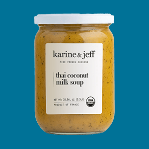 Jar of Karine and Jeff's Thai Coconut Milk Soup. 