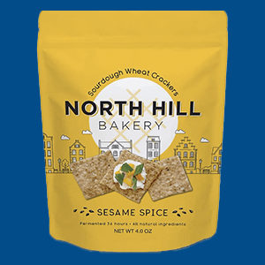 Package of North Hill Bakery Sourdough Crackers. 