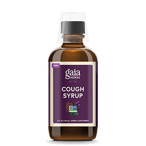 Gaia Herbs Cough Syrup container. 