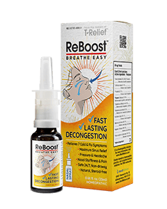 T-Relief ReBoost Breathe Easy Nasal Spray package. 