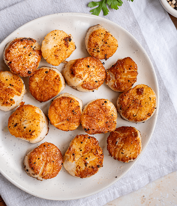 Seared Sea Scallops on a Plate
